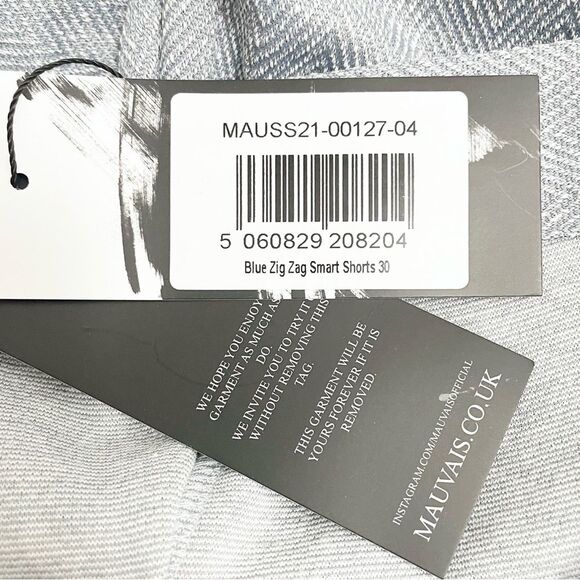 NWT Mauvais Zig Zag 8” Smart Shorts in Blue Gray Herringbone Men’s Size 30 NEW - Picture 8 of 10